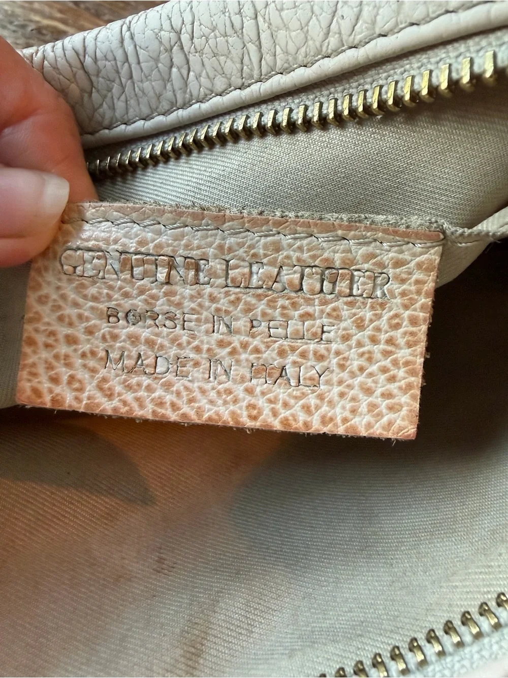 Women's Pebbled Leather Crossbody Bag in Light Beige